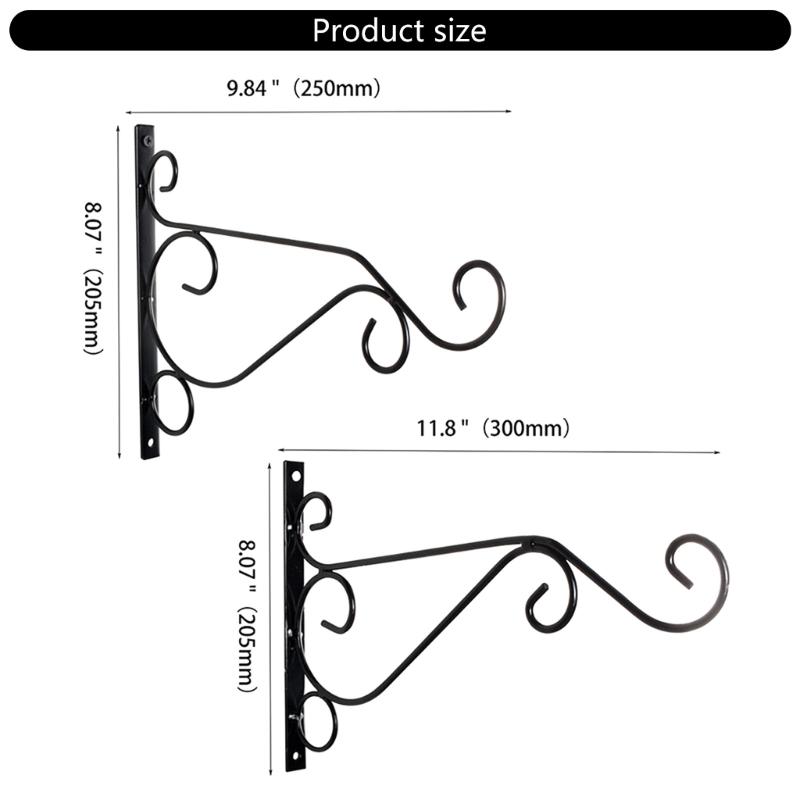 Set of 2 Metal Iron Plant Holder Hanging Bracket for Wall Mounting Stylish and Practical for Various Outdoor Indoor Use