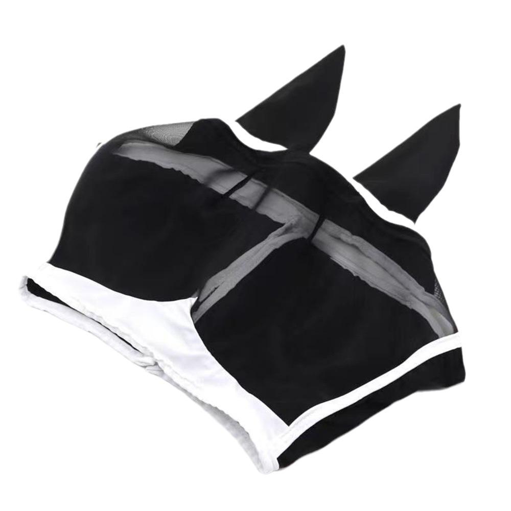 Breathable Horse Mask Summer Goggles Mosquito Ears Comfortable Fit with UVProtection Mesh Horse Fly Mask Equestrian Supplies Equestrian Equipment S 87*38*28cm 1pcs чёрный