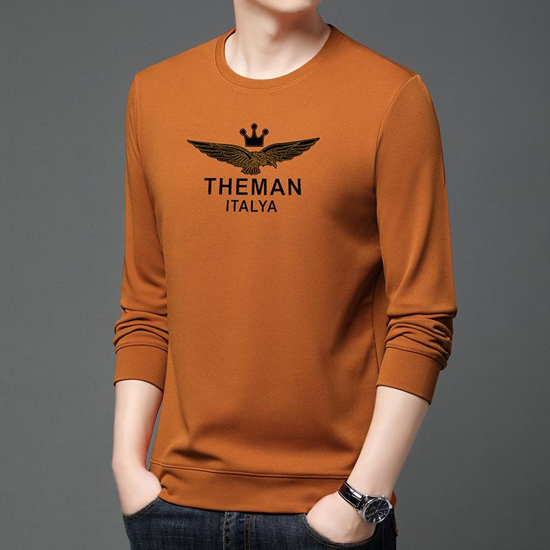 Men s T-Shirt Fashion Trendy Printed Long Sleeve T-Shirt Crew Neck M
