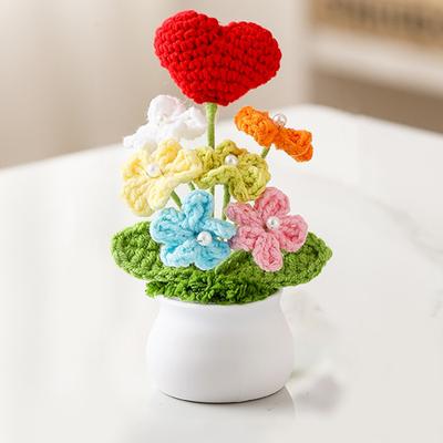 Artificial Crocheted Flower Simulation Bonsai Desktop Ornament Home Wedding Party