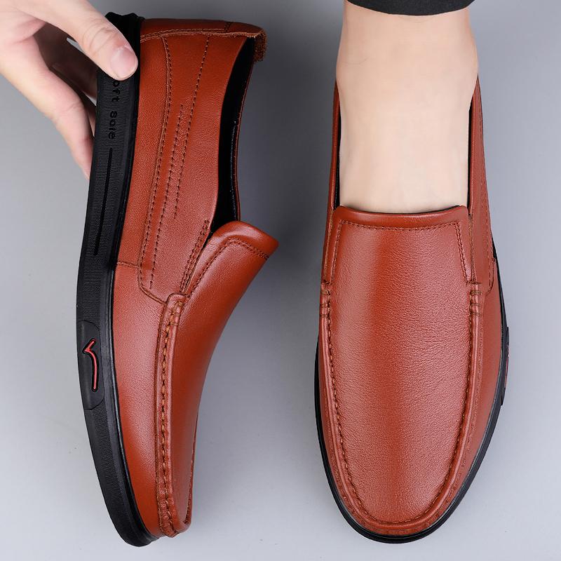 Zapatos de cuero suave para hombre Zapatos de conducción casuales Zapatos casuales de cuero para negocios para hombre Zapatos sin cordones de cuero genuino para hombre