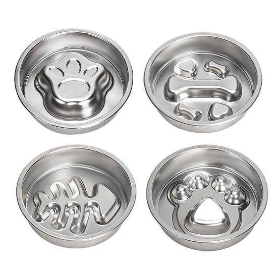 Stainless Steel Slow Feeder Dog Bowl Anti-Choking Anti-tip Non-slip Slow Eating Pet Feeding Bowl for Small Medium Breed Dogs Cats