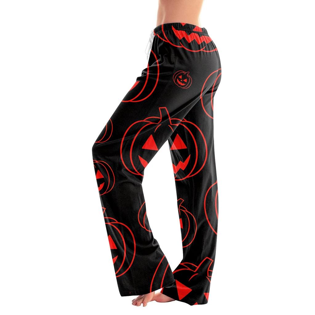 Women's Halloween Print Drawstring Pajama Pants - Soft Casual Sleep Pants with Fun Printed Pattern, Comfy Bottoms for Women, Relaxed Fit