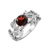 6MM Round Garnet Gemstone 925 Sterling Silver Solitaire Ring