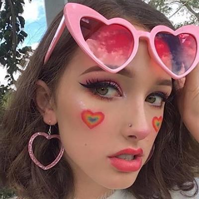 Novo óculos de sol coração pêssego moda feminina amor óculos de sol festa grande quadro personalizado acessório de moda, não polarizado