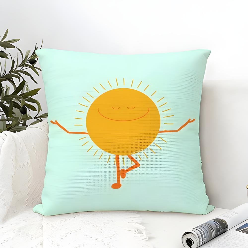 Fun Cartoon School Patterns For Children Pillow Case Cotton Linen Fabric Square Zipper Pillowcase Home Decorative Living Room