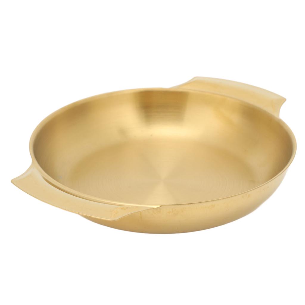 Paella-Pfanne aus Edelstahl Leichte Reinigung Gleichmäßige Erwärmung Topf mit Doppelohren Flachboden-Bratpfanne