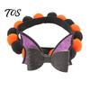 Festive Halloween Pet Collar Pom-pom Cat Collar, Adjustable Cute Pumpkin Bat Witch Dog Hook And Loop Orange Black Pom-poms for Cats Dogs Soft