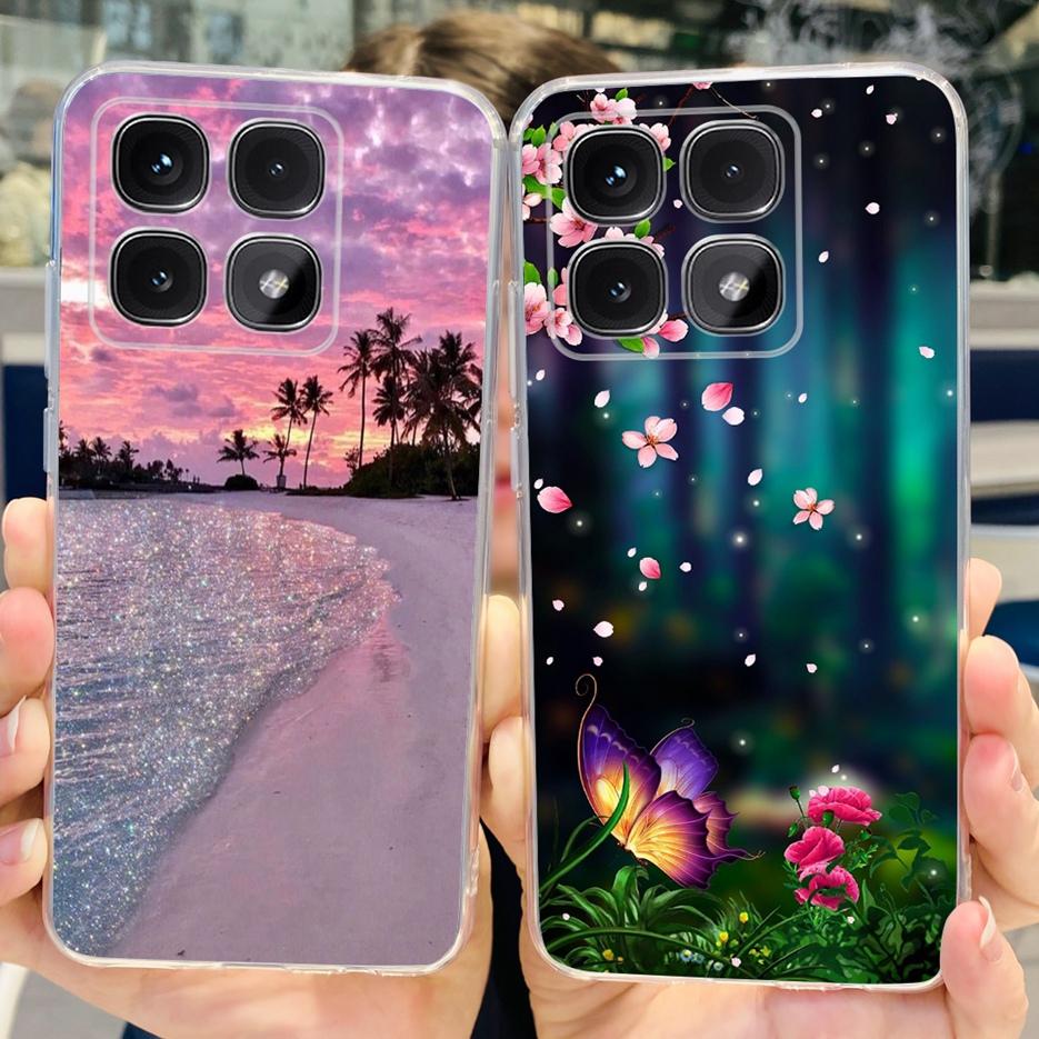 For Xiaomi 14T Pro Case Stylish Flowers Painted Cover 6.67'' Clear Silicone Phone Case For Xiaomi Mi 14T 14TPro Mi14T Soft Shell