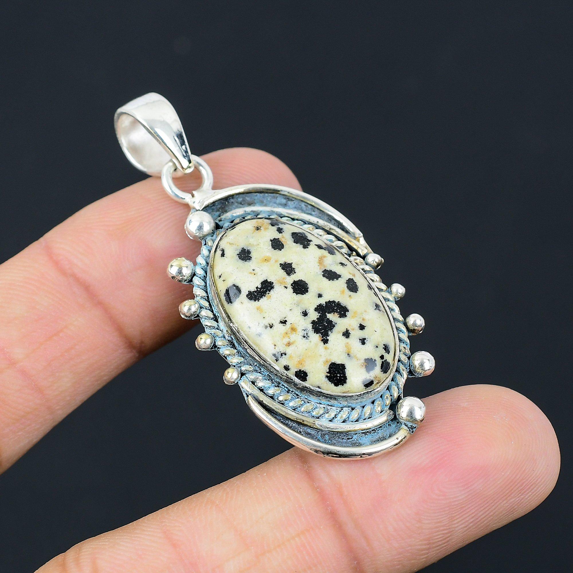 

Womens day Sale 925 Silver Dalmatian Jasper Gemstone Daughter Engagement Pendant
