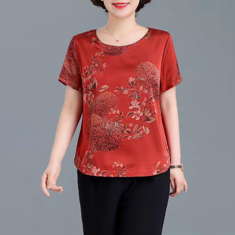 Summer Short-sleeved T-shirt Female Middle-aged Mother Western Style Small Shirt Ladies