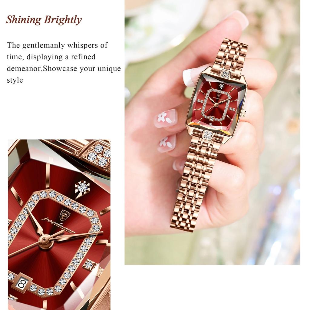 POEDAGAR Women Watch Waterproof Date Fashion Women's Watches Luxury Stainless Steel Quartz Ladies Wristwatch