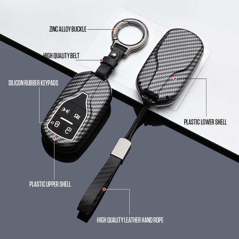 Car Carbon Fiber KeyChain Cover Case Holder For Maserati Ghibli Levante GT GC Le Key Holder Chain Protector Car Styling