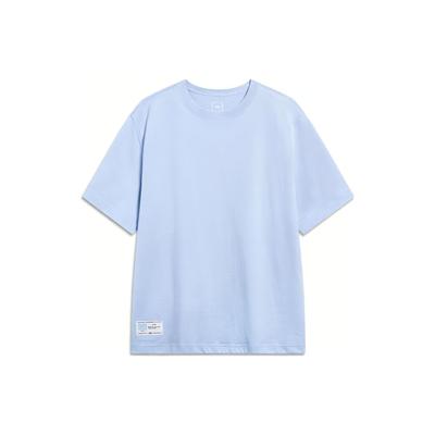 Einfarbige Rundhals-Kurzarm-T-Shirts Herren Oberteile Himmelblau AHST187-10