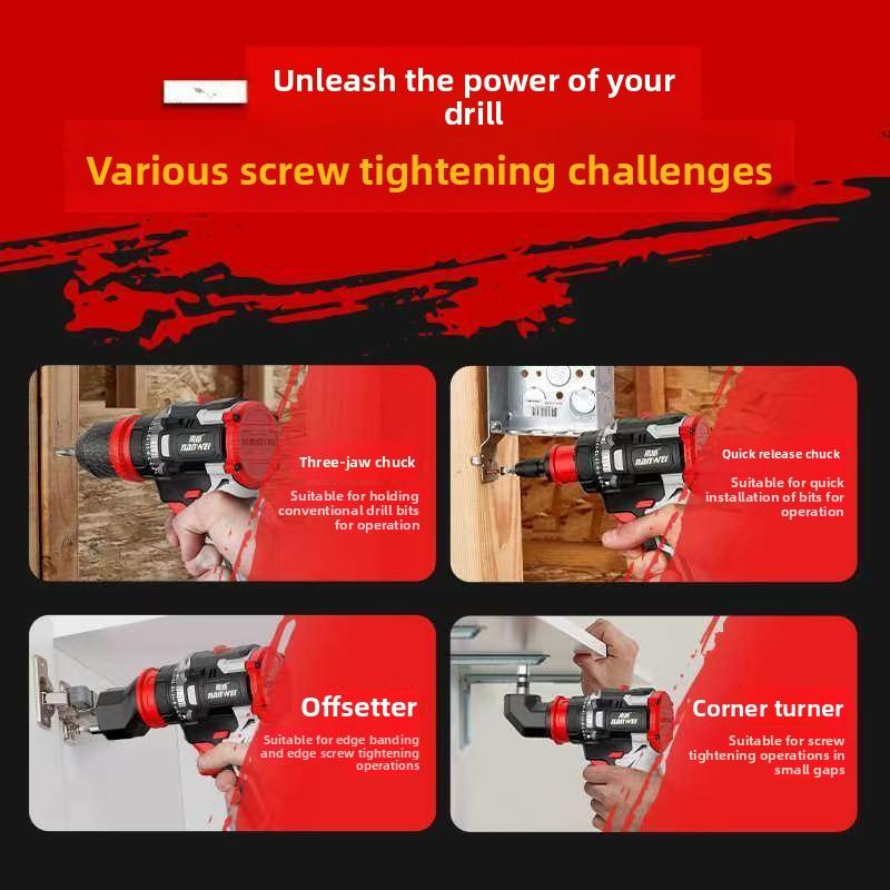NANWEI 16.8V Lithium-ion Cordless Electric Drill Handheld Universal Electric Brushless Dual-Speed Screwdriver, Multi-functional Cordless Screwdriver