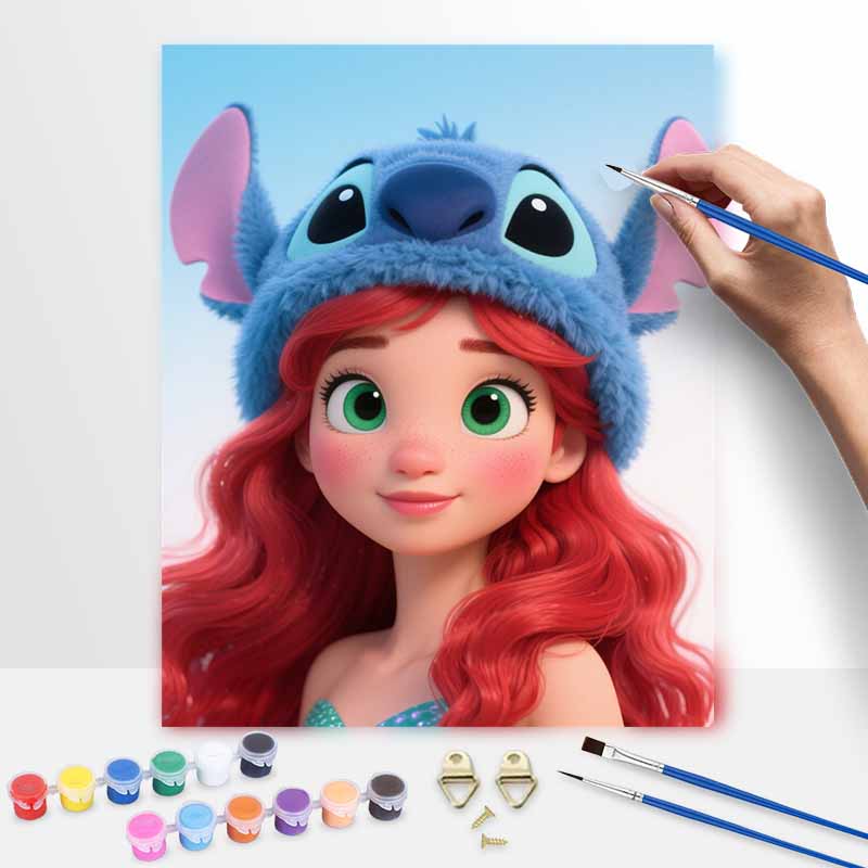 Disney Stitch Ariel oil painting digital painting art kit handmade diy gifts home decorations 20x30cm