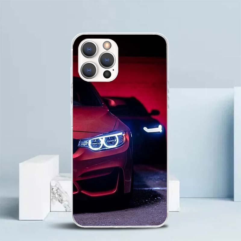 Blaues Rotes Auto für iPhone 16 17 Air 15 14 Pro Max 16E Handyhülle 13 Mini 12 11 7 SE 8 Druckmuster Passende Hüllen 16 15 14 Pro Max 13