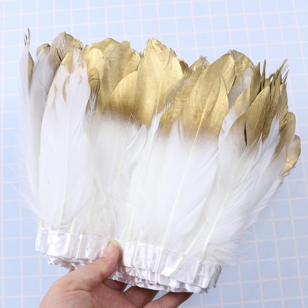 1 Meter Soaked Goose Feather Decorative Ribbon Natural Swan Feather Decorative Wedding Dress Feather Dyeing 15-20Cm