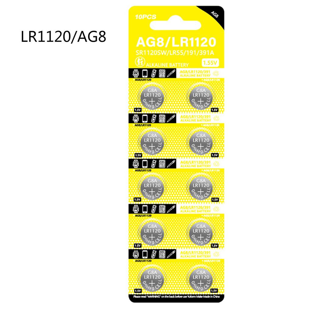 Pack of 10pcs/sheet LR1120 Alkaline Button Batteries 1.5V Coin Cell Battery for Watches Calculators and Digital Cameras