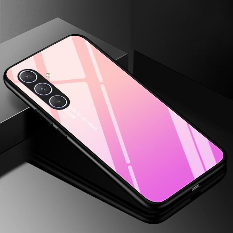 Hartowane Szklane Etui na Telefon Dla Samsung Galaxy A05 A05S Pokrowiec A15 A14 A24 A34 A25 A54 4G 5G Luksusowy Twardy Tył Zderzak A04 A04S A04E