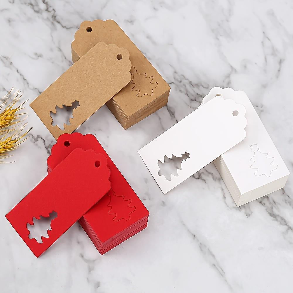 100pcs, Red Christmas Tree Design Kraft Paper Cards for Packaging and Hanging Decorations, Perfect Gift Tags and Ornaments