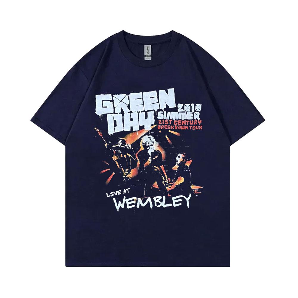 Rare Punk Band Green Day Live At Membley T-shirts Men Women Vintage Gothic Rock Tshirt Men's Cotton Casual Oversized T Shirts