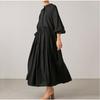 New Arrival Japanese Style Cotton and Linen Dress New Arrival K-style Long Loose Plus Size Ruched Large Swing Casual Dress