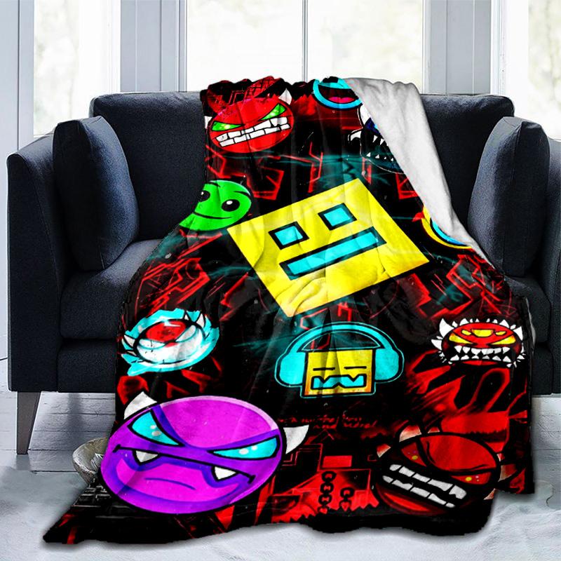 Coperta Colorata con Personaggi di Geometry Dash Adatta per Divani, Letti, Uffici e Campeggio - Regalo Perfetto per Halloween Natale