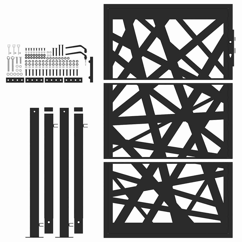 Black Garden Gate 105X155 Cm Lightweight Steel Construction