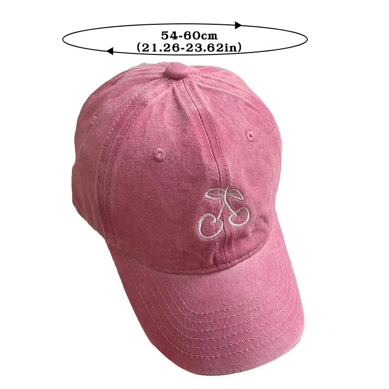 Cherry Embroidery Baseball Hat For Women Girl Long Brim Snapback Duck Tongue Hats Soft Washed Cotton Outdoor Visors Peaked Cap