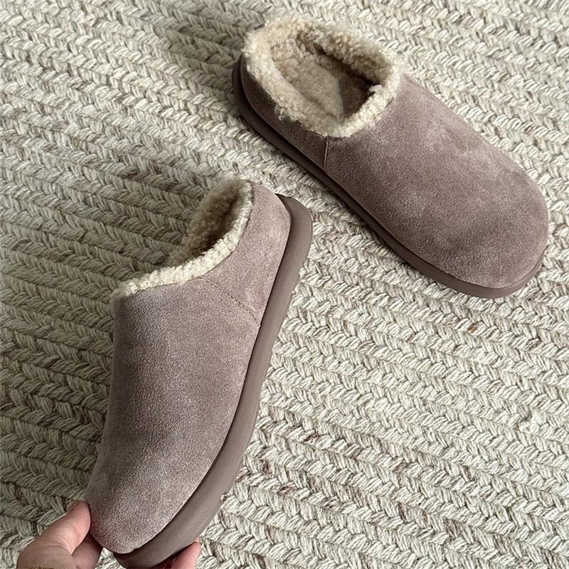 Winter new bag head wool slippers small potatoes ugly cute shoes fluffy slippers women's outer wear