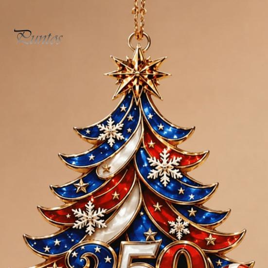 Durable Waterproof Hanging Tags 250 Anniversary USA Christmas Tree Ornament, 2D Acrylic 1776-2026 250th Ornaments Decoration, Fourth of July