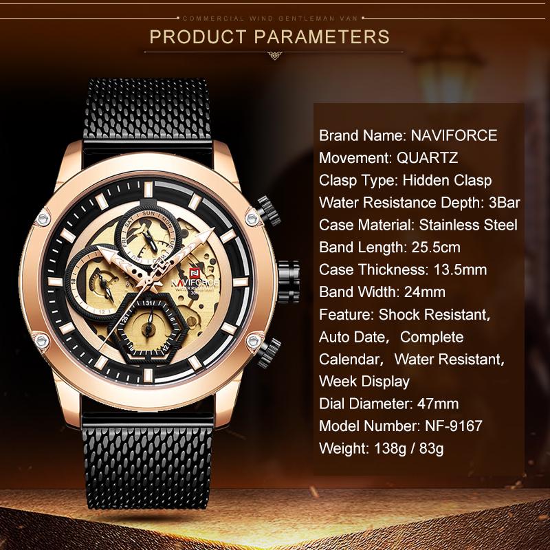 Men's Bracelet Watch Blue 24 Hour Day Quartz Man Watches Luxury Stainless Steel Male