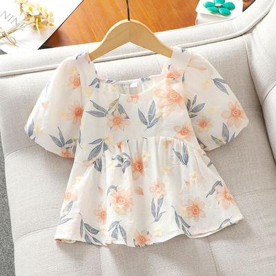 Sommer-Top-Set für Mädchen Neues Kinder-Cowboy-Sommer-Süßes Top-T-Shirt
