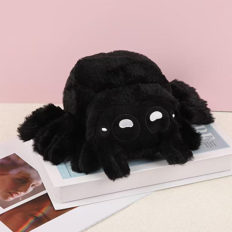 Simulated little spider doll gift for friends plush toy creative black and white spider doll claw machine doll