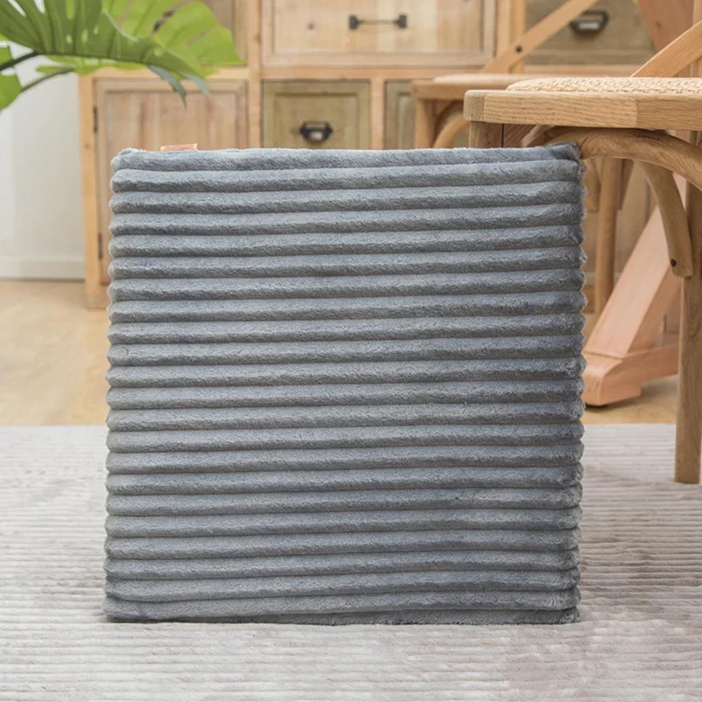 

Winter Plush Plaid Office Chair Cushion Thick Soft Patchwork Floor Cushions PP Cotton Filled Anti Slip Car Seat Mat Home Decor 40x40cm темно-серого