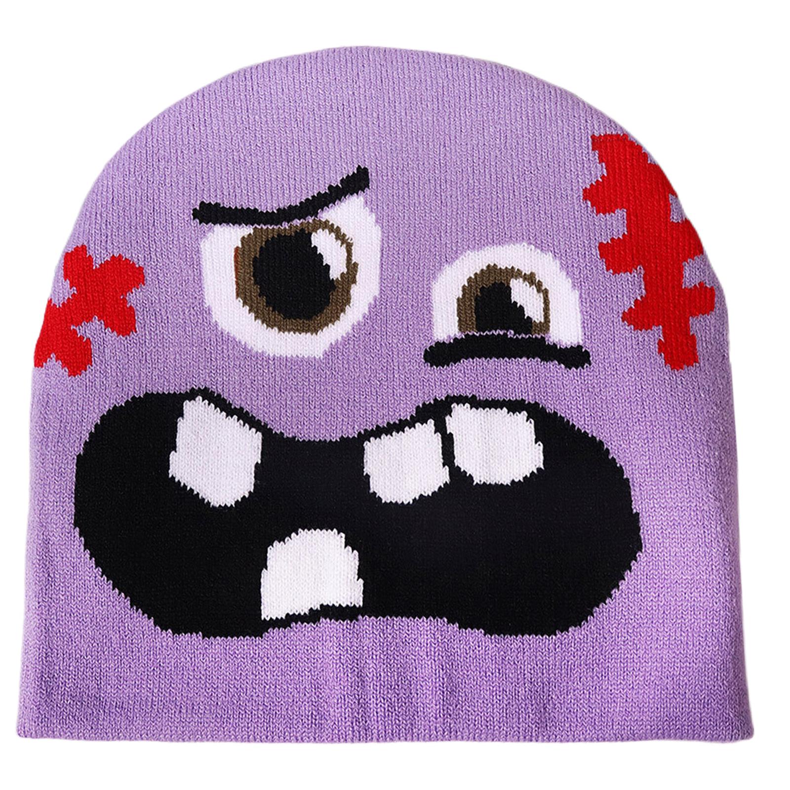 

Unique Knit Hat Hip Hop Skull Caps Highlight for Trendsetting Pullover Warm Skull Caps Knitted Hat Party Clubwear фиолетовый