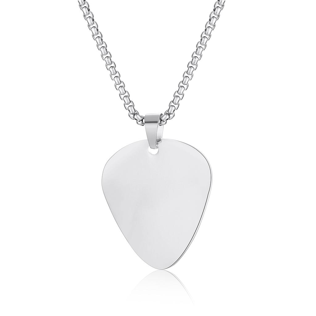 Personalized ID Tag Stainless Steel Hip-Hop Guitar Tag Necklace Geometric Military Simple Pendant Jewelry for Men Gift