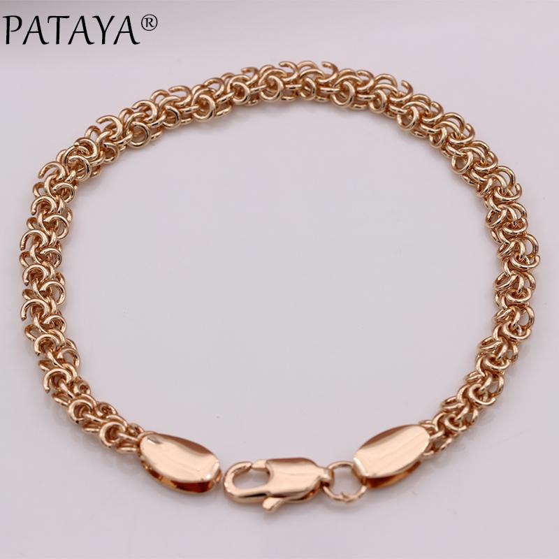 PATAYA Colar com pulseira estilo vintage de artesanato italiano em ouro rosa