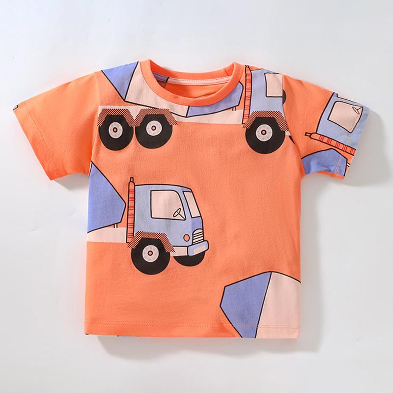 Little Maven Boys T Shirts Mixer Truck Print Children T-shirts Summer Kids Clothes 4 Years Old Little Boys Shorts Sleeve Shirts