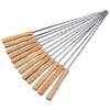 6PCS Reusable Outdoor Picnic BBQ Barbecue Roast Stick Stainless Steel Needle Barbecue Skewer