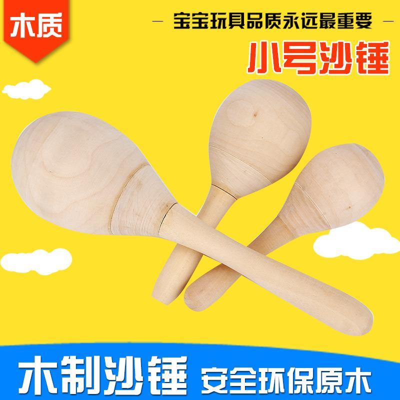 Wooden Log Small Size Sand Hammer Wooden Cartoon Sand Hammer Infant Early Childhood Educational