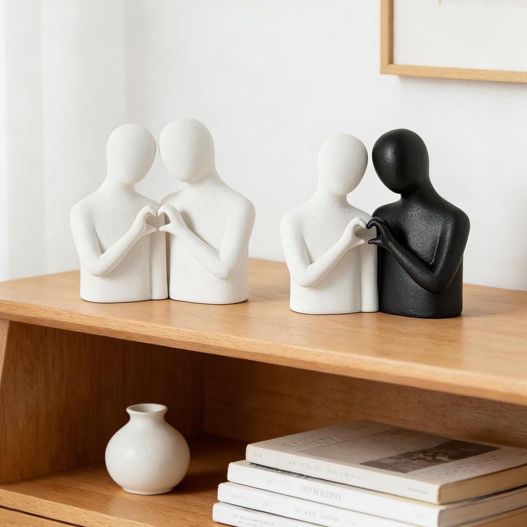 Abstract Couple Statue Romantic Love Sculpture Collection Aesthetic Tabletop Desktop Ornament for Bar Bookshelf
