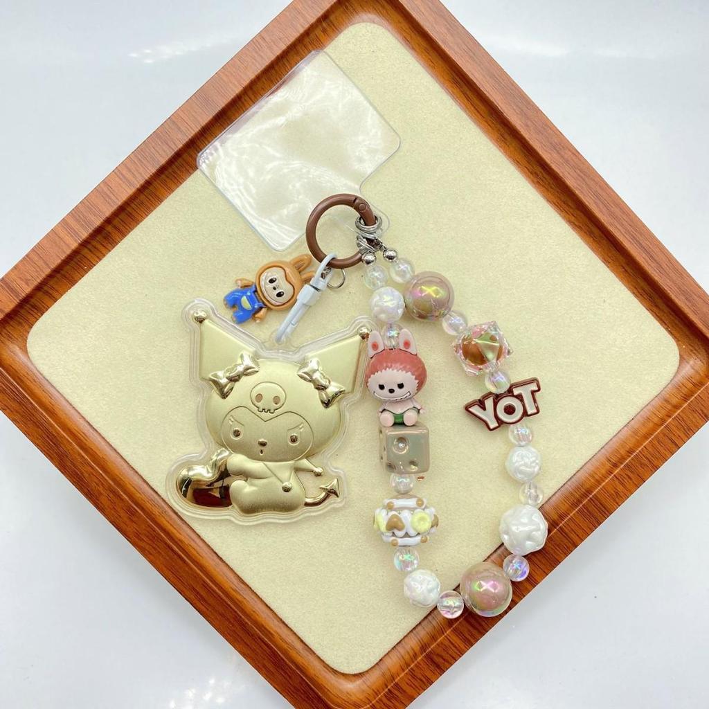 2026 Year of the Horse Wealth Charm Cute Gold Phone and Bag Lanyard with Cartoon Sticker Gift