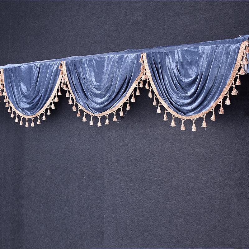 Golden Fringed Edge Velvet Valance Curtains Event Party Valance Panel Decoration Wedding Backdrop Curtain Swag Stage Background