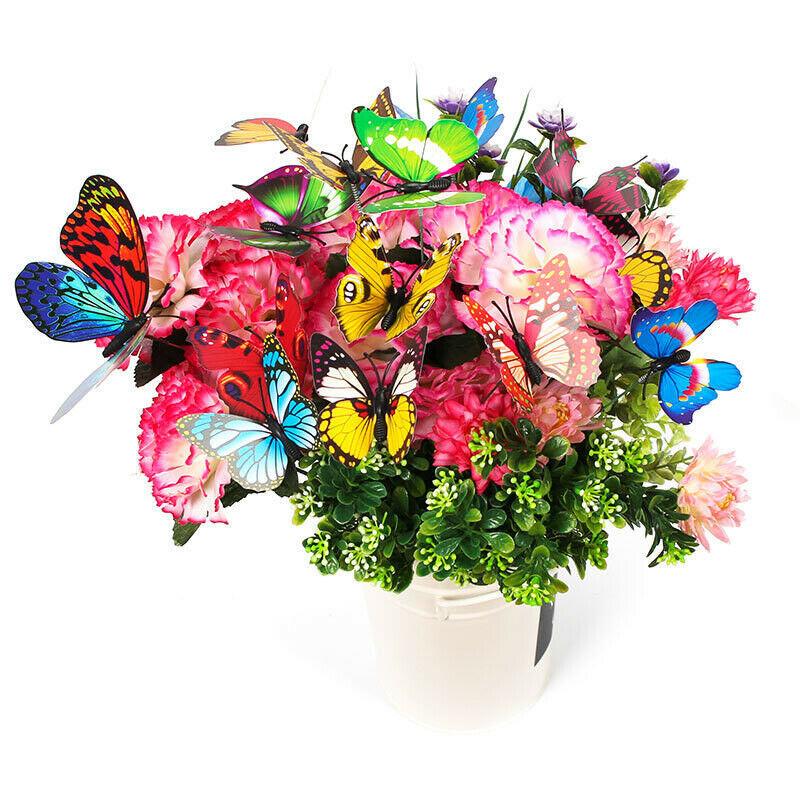 100Pcs/Set 3D Simulation Butterflies Garden Yard Planter Colorful Butterfly Stakes Decoracion Outdoor Decor Flower Pots Decor