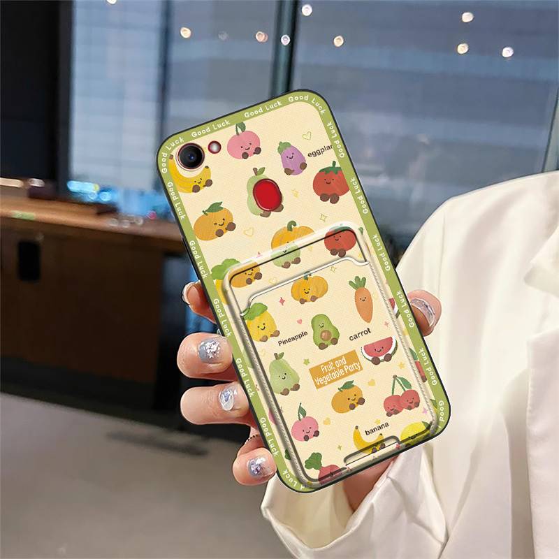 Cartoon Card Slot Phone Case For OPPO F7 Back Cover TPU Protective Anti-knock Cute Card Bag Soft Case Dirt-resistant