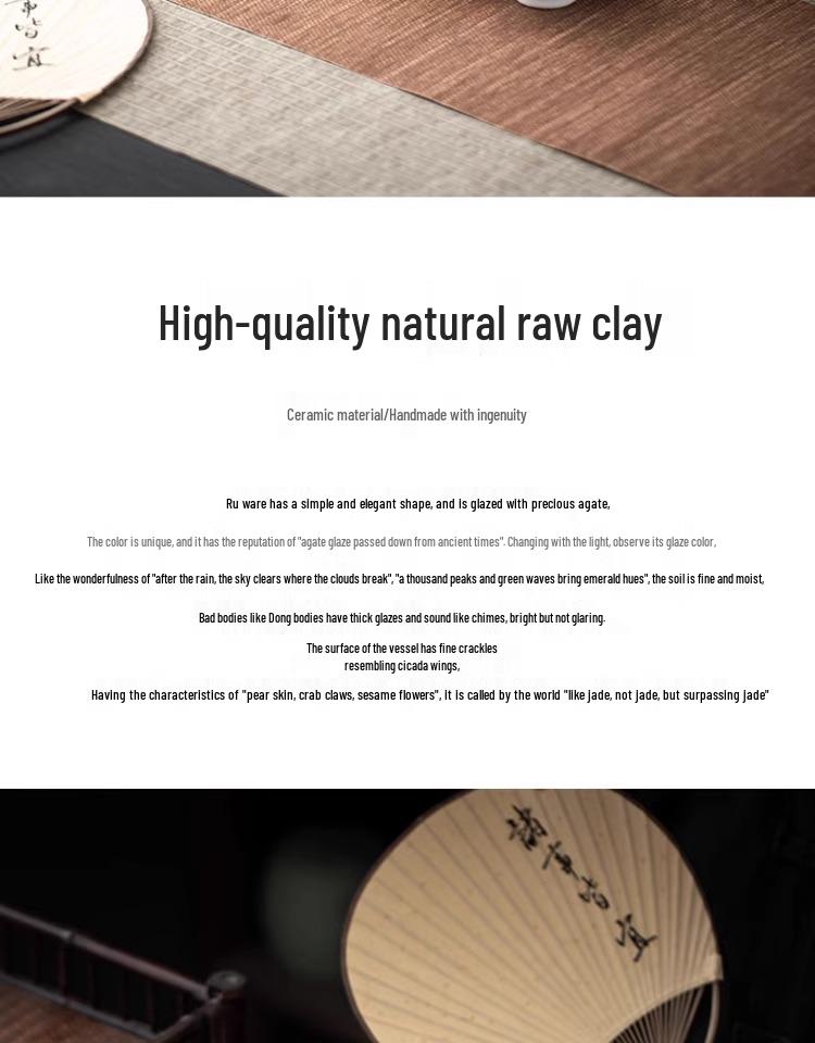 Ru Kiln Sky Five Colors Glazed Crackle Tea Cup with Handle - Master Tasting Cup in Gift Box.