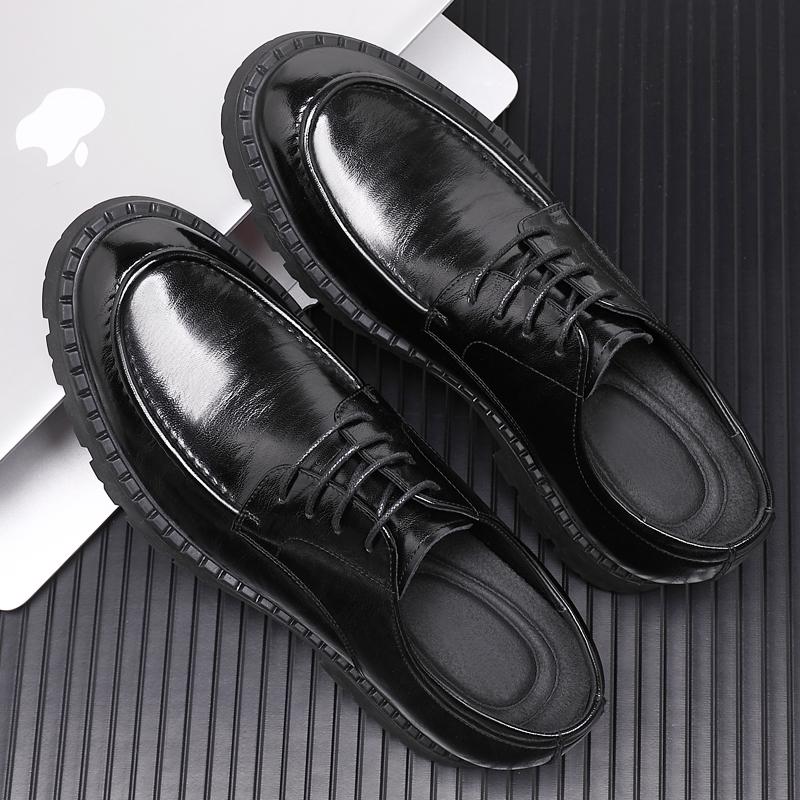 Fashion Men's Dress Shoes Elevator Shoes Platform Breathable Casual Business Luxury Genuine Leather Heightening Shoes 8 6CM Taller Male