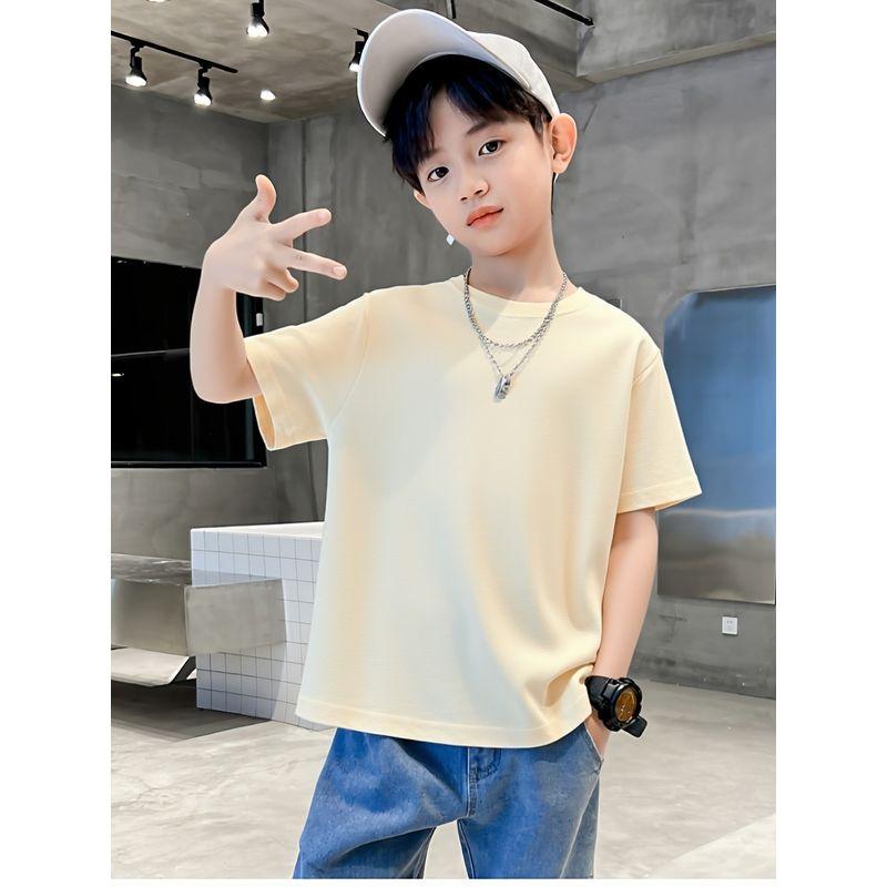 Brand Children's Clothing Summer 2026 Model Children's Pure Cotton Short-Sleeve T-Shirt Promotional Clothing Unisex Solid Color Base Shirt